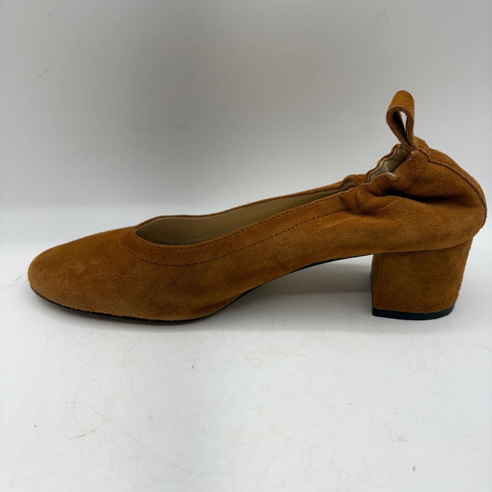 Everlane Day Heel Cognac Brown Suede Block Heel Pump Made in Italy Size 7.5 - Picture 5 of 9